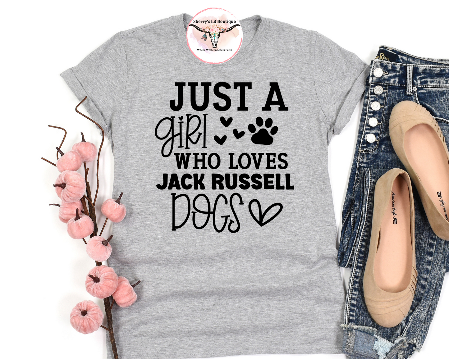 Just a girl who loves jack russell dogs - grey tshirt