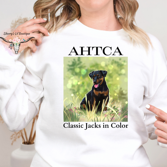White Sweatshirt with AHTCA graphic design